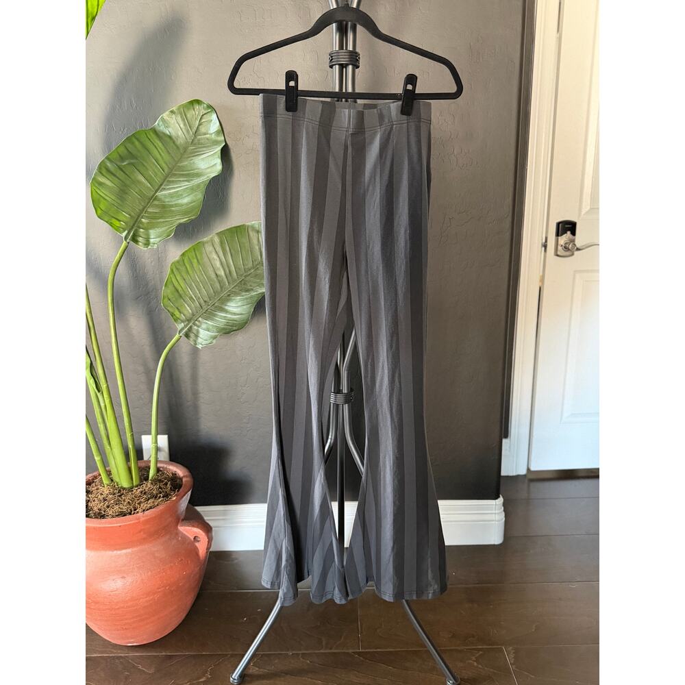 Killstar Black Stripe Flare Pants – Size M – Gothic Bell Bottoms